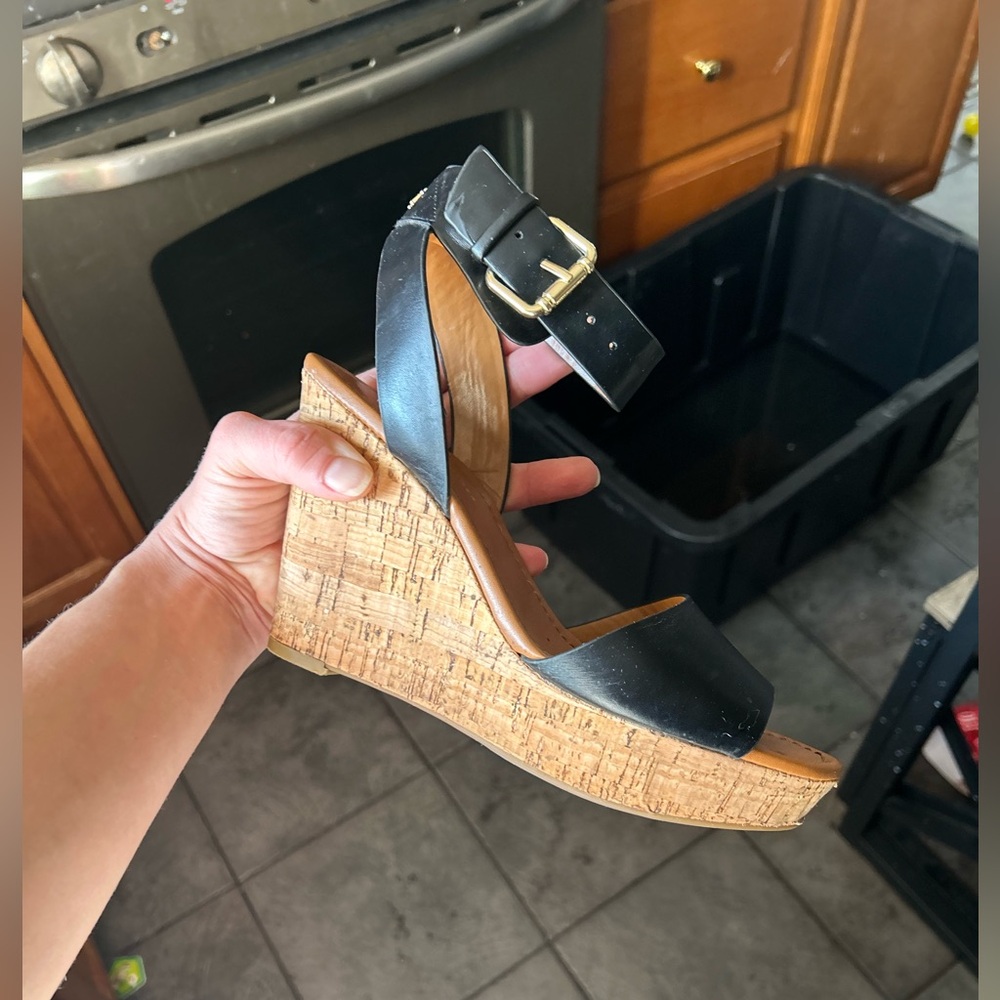 Black Tommy Hillfiger Wedge Sandals